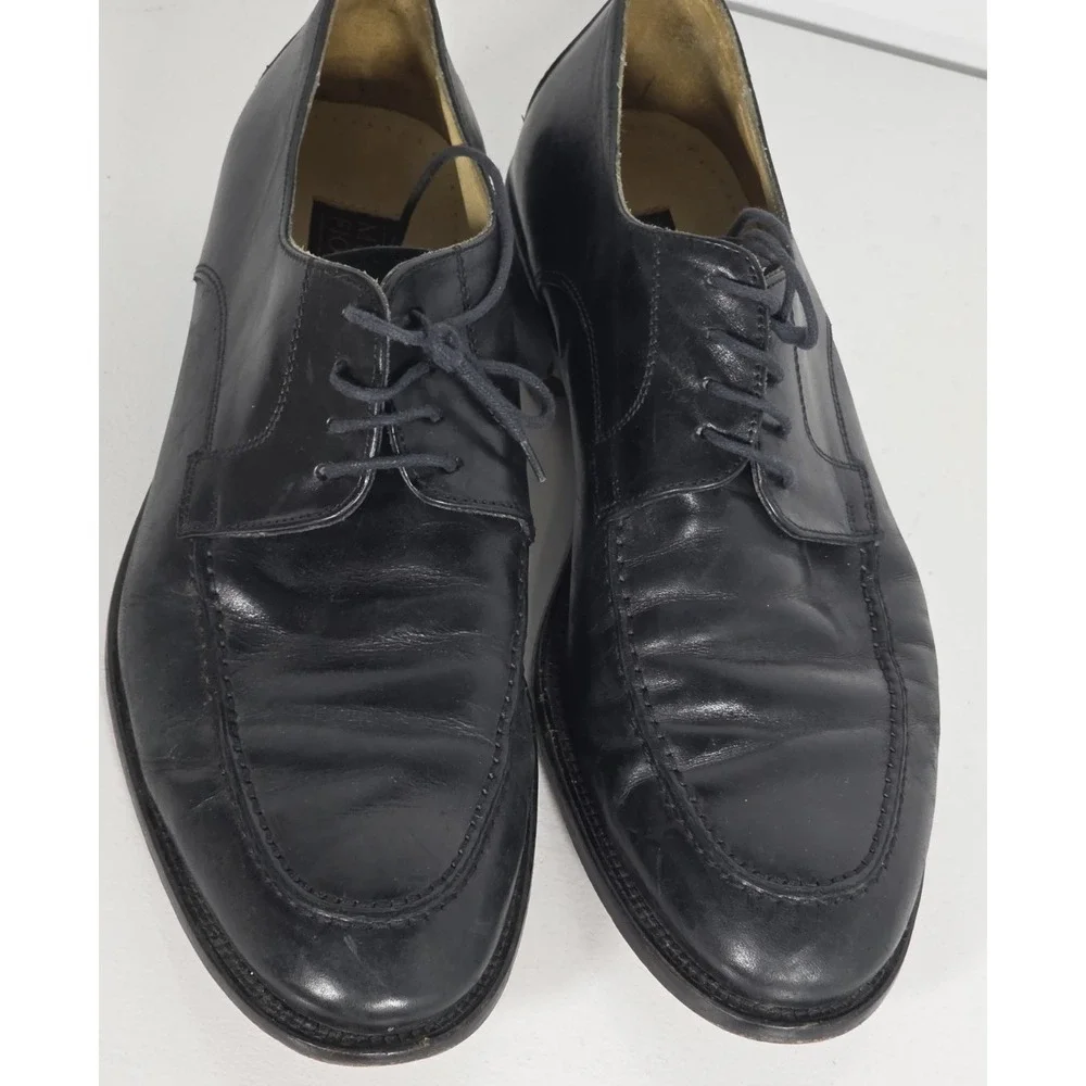 Mercanti Fiorentini Mens 10 Black Leather Derby Shoes Made In Italy Classic